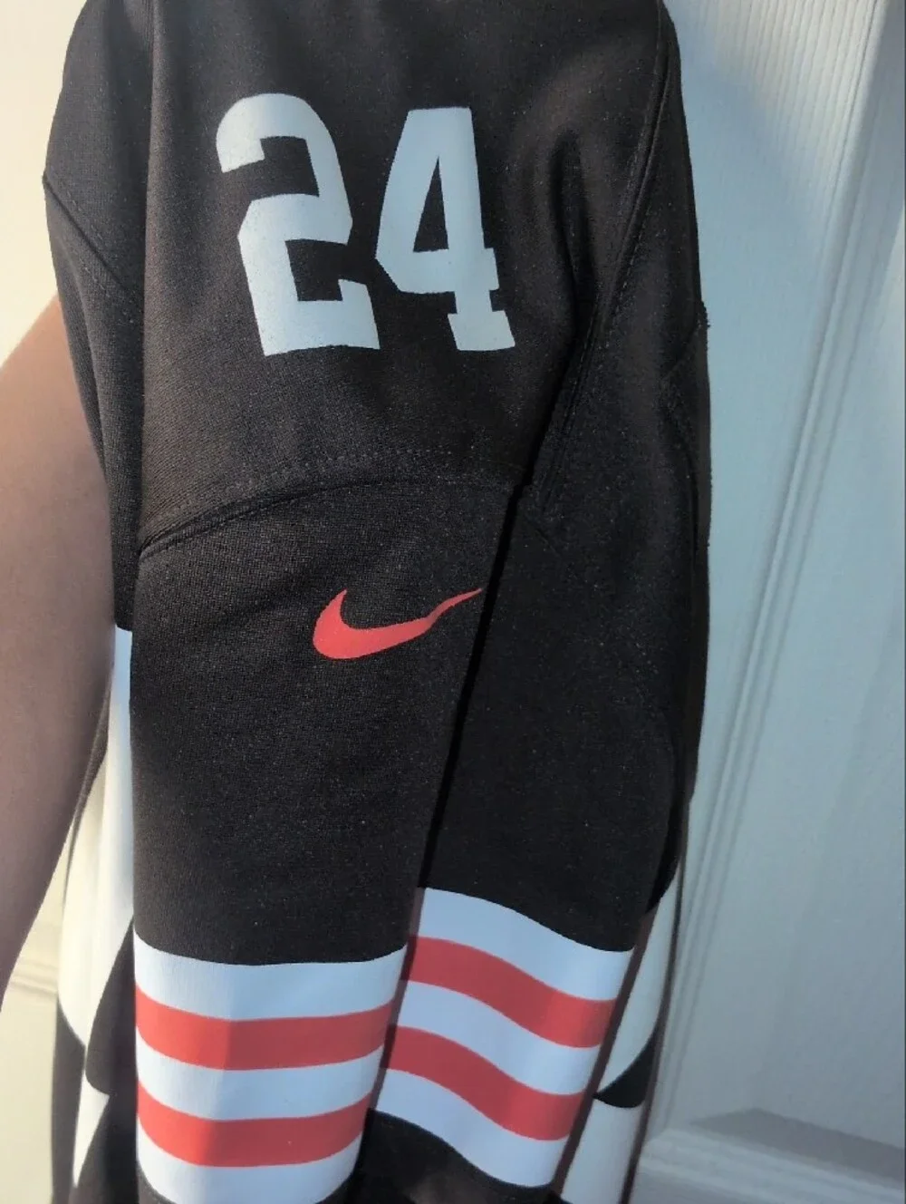 Nike Kids Football Jersey #24 with White and Orange Accents